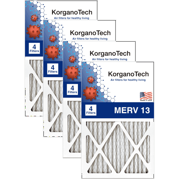 MERV 13, 12X24X1, (4-Pack, $9.75 each Filter)-Americas #1 Pleated HVAC Air Filter by KorganoTech