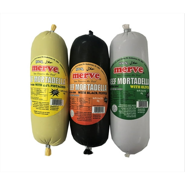 MERVE Halal Mortadella With Black Pepper / Pistachios / Olive