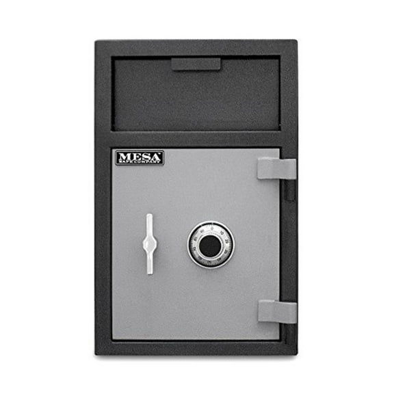 MESA MFL25C-ILK 2.1 cu ft Depository Safe with Interior Locker, All Steel with Combination Lock, Two tone Black & Grey