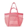 No Boundaries Women's Mesh Tote Bag, Peach Gingham