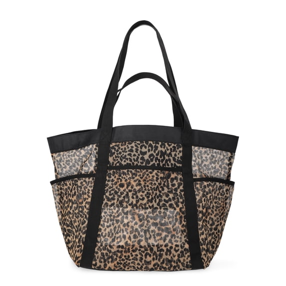 No Boundaries Women's Mesh Tote Bag, Leopard
