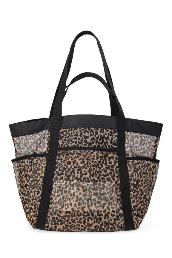 Women's Mesh Tote Bag, Leopard
