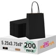 thumbnail image 1 of MESHA Gift Paper Bags 200 PACK 5.25x3.75x8'' Black Small Shopping Kraft Bags Bulk with Handles Reusable for Business,Grocery,Birthday,Wedding,Kids Party,Favors, 1 of 17