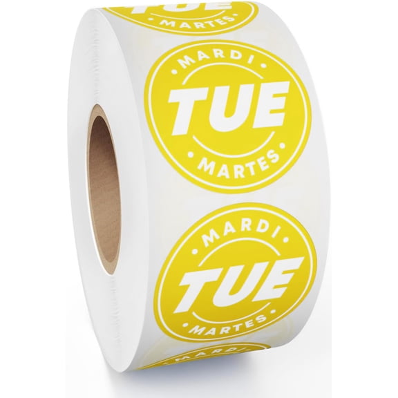 MESS Days of The Week Stickers - Day Dots Food Labels Tuesday Expiration Date Stickers - Kitchen Labels, Food Date Labels, Restaurants - Day of The Week Stickers - Restaurant Use First Labels