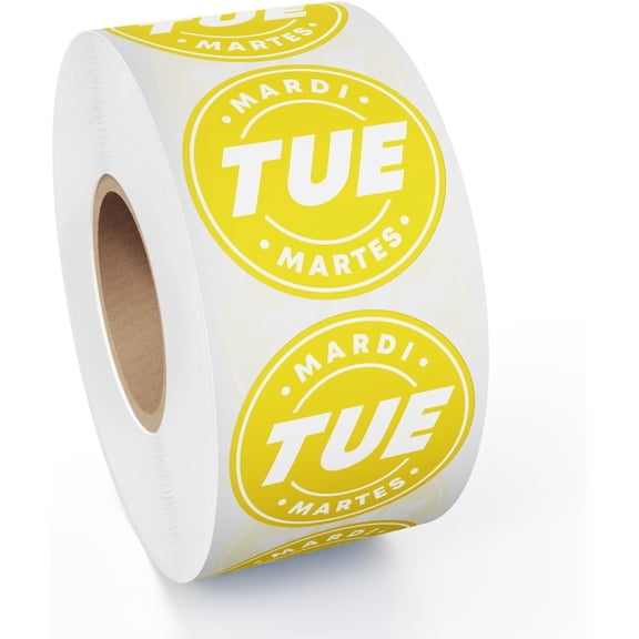 MESS Days of The Week Stickers - Day Dots Food Labels Tuesday Expiration Date Stickers - Kitchen Labels, Food Date Labels, Restaurants - Day of The Week Stickers - Restaurant Use First Labels