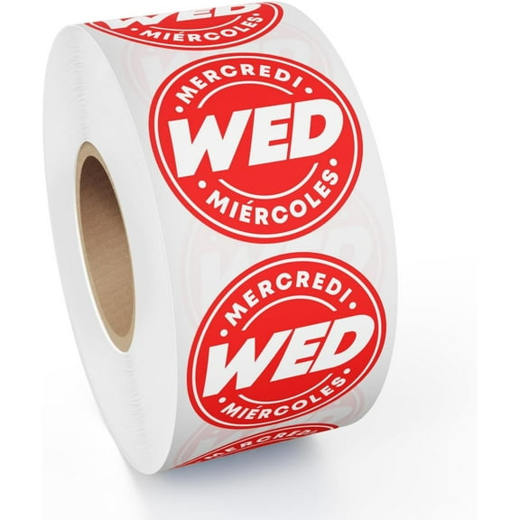 MESS Days of The Week Stickers - Day Dots Food Labels Wednesday Expiration Date Stickers - Kitchen Labels, Food Date Labels, Restaurants - Day of The Week Stickers - Restaurant Use First Labels