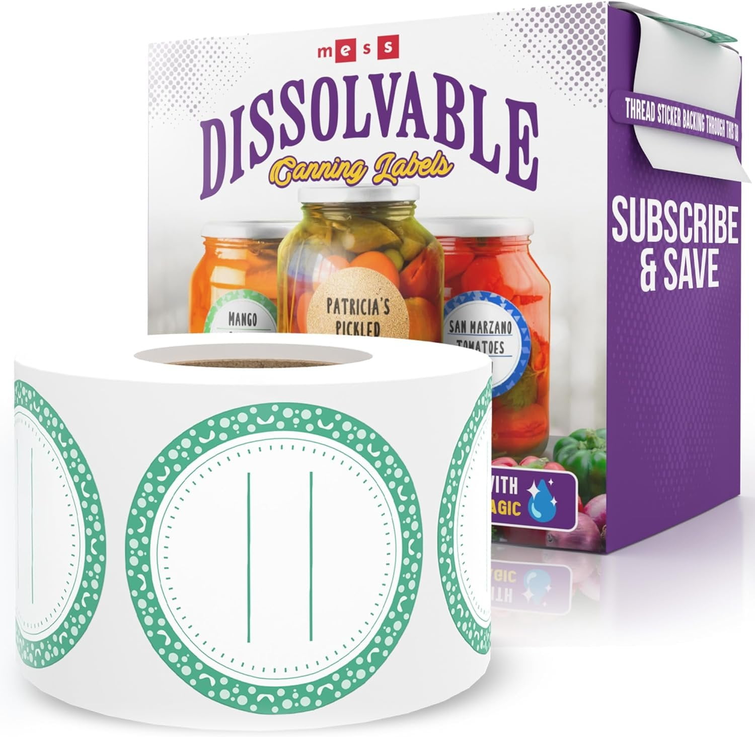 MESS Dissolvable Canning Labels for Jars 200 Dissolvable Mason Jar ...