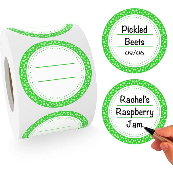 MESS Dissolvable Canning Labels for Jars 200 Dissolvable Mason Jar Labels - Dissolvable Food Labels for Containers - Jam Homemade Canning Jar Labels Stickers - Removable Mason Jar Labels 2" Lime