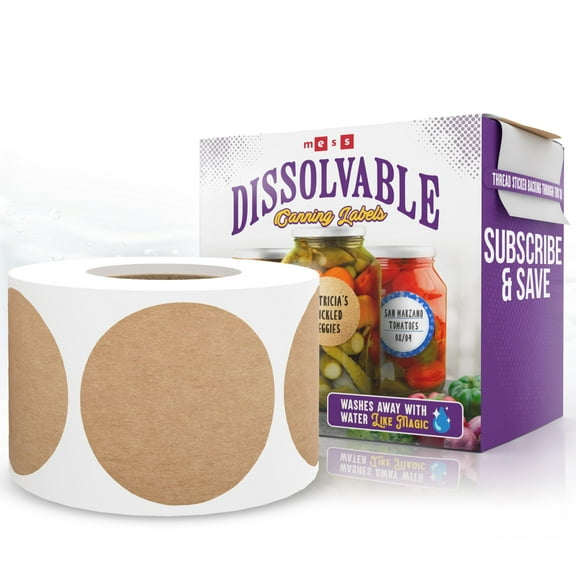 MESS Dissolvable Canning Labels for Jars  200 Kraft Dissolvable Mason Jar Labels - Dissolvable Food Labels for Containers - Jam Homemade Canning Jar Labels Stickers - Removable Mason Jar Labels 2"