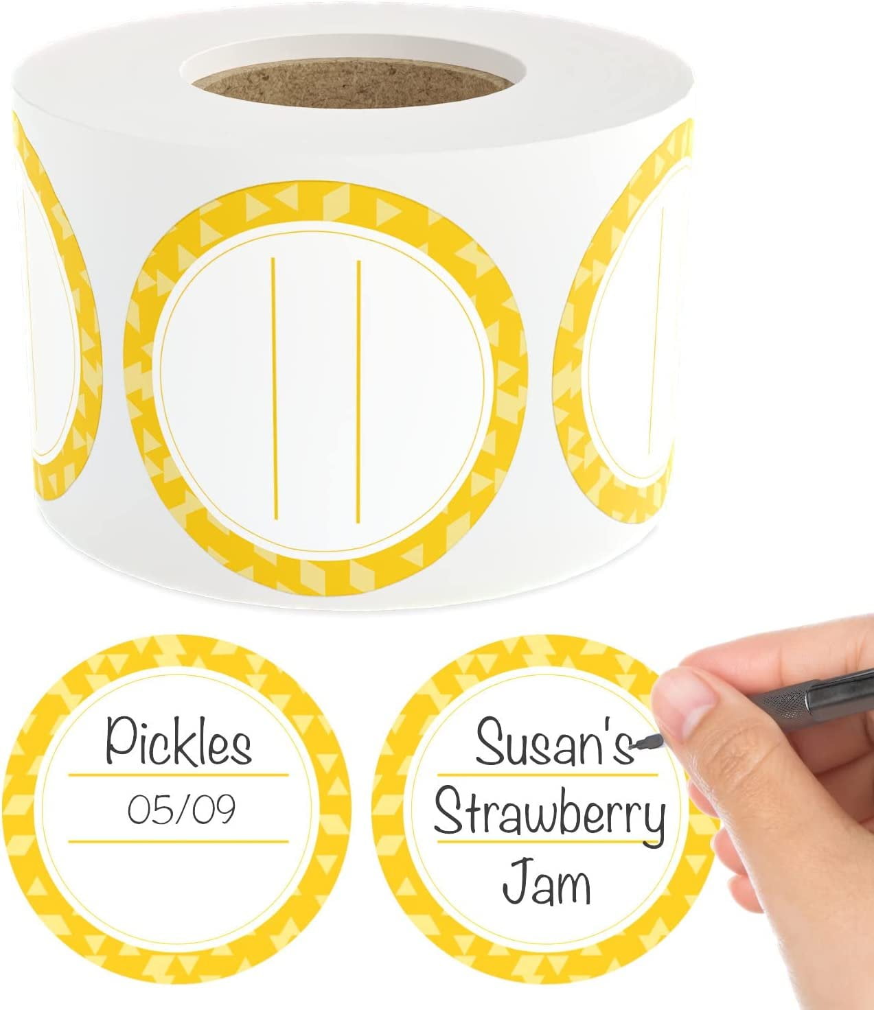 MESS Dissolvable Canning Labels for Jars, Amber 2" Mason Jar Stickers, 200 Pack, Removable Food Container Labels