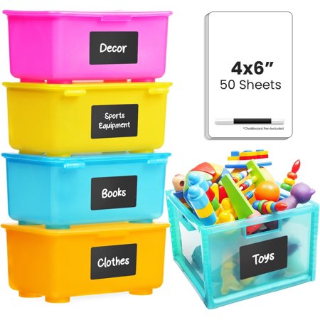 MESS Labels for Storage Bins - 50 Pantry Organization Labels - 6x4 in - Chalkboard