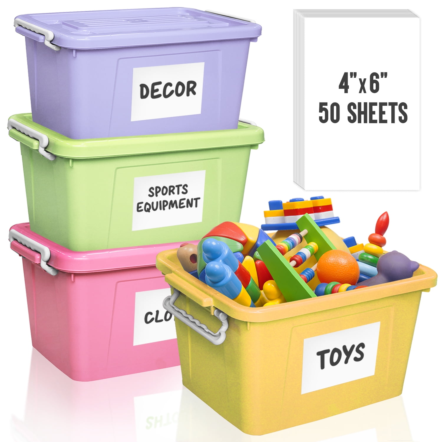 MESS Large Labels for Storage Bins 50 6x4" Storage Bin Labels and