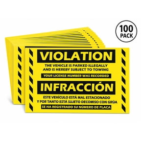 MESS Parking Violation Stickers - 100 Bilingual Stickers - Yellow