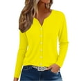 thumbnail image 1 of MESSIYO 3/4 sleeve cardigan for women Knit Shrugs Sweater Cardigan Sweater open front cardigan for women Summer Tops 2025 V Neck Print Shirts Casual Button Down Blouses Yellow XL, 1 of 6