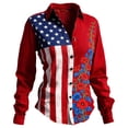 thumbnail image 1 of MESSIYO American Flag American Flag Button Down Shirt Flag Patriotic Tops American Flag USA Shirt Button Down Long Sleeve Blouses Patriotic Tunic Top Button Shirt Red S-3XL, 1 of 3