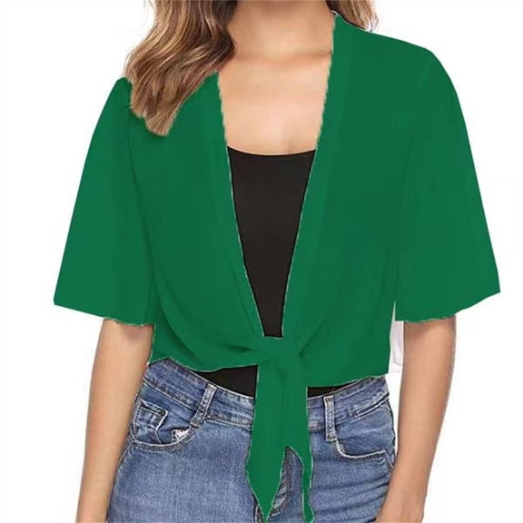 MESSIYO Shirts for Women Short Sleeve Shirts for Women Cotton Shirts for Women cute graphic tees for women women blouses Shawl Flapper Wedding Soft Dress Cape Chiffon For Evening Blouse Green L