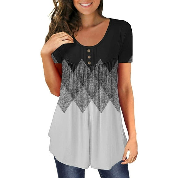 MESSIYO Tunic Tops Short Sleeve Tunic Tops long shirts for women for leggings Pleated top women blouses Tops For Leggings Short Sleeve Shirts Up Casual Ruched Blouses Clothes Dark Gray 3XL