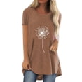 thumbnail image 1 of MESSIYO Tunic Tops Short Sleeve Tunic Tops long shirts for women for leggings tee shirts womens women blouses Fashion Casual Printed Round Neck Short Sleeve Front Long Back T Shirt Coffee S, 1 of 4