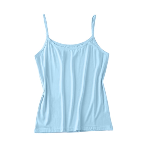 MESSIYO camisole tops for women tank top for women tight tank tops for women womens spaghetti strap tank top sleepwear with built in bra Blue 2 2XL