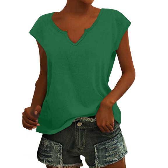 MESSIYO tee shirts womens plain t shirts for women boho tops Cap Sleeve Summer Tops women tops summer Tops For T Shirts Beach Vacation Spring Business Outfits Workout Boho Clothes Green S