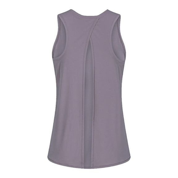 MESSUEN Athletic Tank Tops Womens Backless Tops Crew Neck Raglan Open Back Workout Tie Back Tank Muscle Gym Shirts for Women Blouses for Women Dressy Casual Purple L