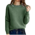 thumbnail image 1 of MESSUEN Baggy Sweater Long Sleeve Sweaters for Women Long Sleeve Undershirt for Women Womens Fall Shirts Sweaters for Women Long Sleeve Shirt Womens Long Sleeve Shirts Green 2XL, 1 of 5