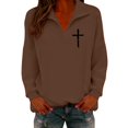 thumbnail image 1 of MESSUEN Baggy Sweatshirt for Women Comfort Sweatshirt Thermal Long Sleeve Women Cute Long Sleeve Top Woman Tops Fall Long Sleeve Tops for Women Coffee 2XL, 1 of 6