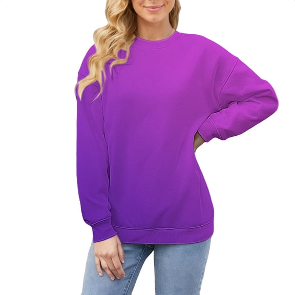 MESSUEN Baggy Sweatshirt for Women Long Sleeve Undershirt for Women Winter Sweatshirts for Women Womens Shirts Womens Fall Tops Zip Up Sweatshirt Woman Shirts Purple 1 M