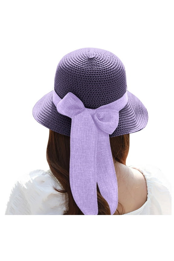 Beach Hats for Women Straw Hat Wide Brim Hats for Women's Holiday Sun Summer Hat Beach Sun Baseball Caps Sun Hats Sun Hat for Women Purple One Size