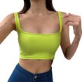 thumbnail image 1 of MESSUEN Cami Tank Top Bralettes for Women Square Neckline Camisole Tank Fit Scoop Neck Ribbed Knit Basic Crop Cami Shirts Blouses for Women Dressy Summer Blouses for Women Green M, 1 of 7