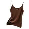 thumbnail image 1 of MESSUEN Cami Tops for Women Cropped Tops V-neck Camisole Spaghetti Strap V Neck Innerwear Slimming Shaping Basic Thin Casual Top for Women Womens Dress Shirts Summer Tops Women Coffee XL, 1 of 7