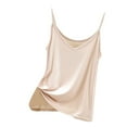 thumbnail image 1 of MESSUEN Cami Tops for Women Cropped Tops V-neck Camisole Spaghetti Strap V Neck Innerwear Slimming Shaping Basic Thin Womens Summer Tops Dressy Casual Sleeveless Tshirts for Women Beige L, 1 of 7