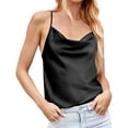 thumbnail image 1 of MESSUEN Cami Tops for Women Silk Camisole Tops for Women Cowl Neck Camisole Silk for Cowl Neck Camis Satin Tank Strap Loose Blouse Women's Summer Blouses Womens Fashion Black M, 1 of 9