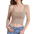thumbnail image 1 of MESSUEN Camisole Tops for Women Camisole Tops for Women Built in Bra Square Neckline Camisole Solid Color with Chest Pad Bra One Tank Sling Dressy Summer Tops for Women Tops Women Khaki XL, 1 of 7