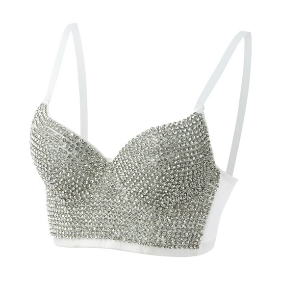 MESSUEN Camisole Tops for Women Corset Tops for Women V-neck Chemise Corset Bustier Corset Tight Fitting Corset Tank Suspender Solid Short Fashion Basic Tops Womens Fashion White XL