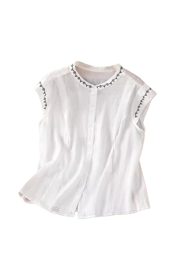 Camisole Tops for Women Crop Top Sleeveless Casual Sleeveless Casual Basic Comfort Linen Shirts for Women Blouses for Women Casual Basic Tees Casual Loose Fit A2 White 2XL