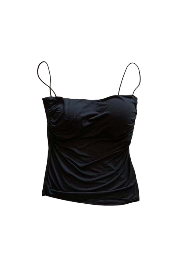 Camisole Tops for Women Crop Tops for Women Trendy Square Neckline Camisole Tank with Built in Bra Strap Tanks for Woman Casua Summer Womens Summer Shirts Womens Shirts Black One Size