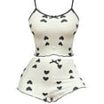 thumbnail image 1 of MESSUEN Camisole Tops for Women Pajamas for Women Set Pajama Set Strip Love Printed Suspender Shorts Pure Pajama Design Sweet Home Clothing Set Cami Top Womens Pajamas Set Black L, 1 of 4