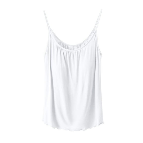 MESSUEN Camisole Tops for Women Tank with Built in Bra for Women Crew Neck Camisole Tank for with Built in Bras Shelf Bra Padded 2024 Tanks Fit Women's Fashion Shirts for Women White 3XL