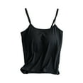 thumbnail image 1 of MESSUEN Camisole Tops for Women Tank Top with Built in Bra Square Neckline Camisole Solid Color with Bra Pads Bra One Vest Camisole Summer Tank Tops Womens Blouses Dressy Casual Black S, 1 of 7