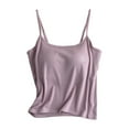 thumbnail image 1 of MESSUEN Camisole Tops for Women Tank Top with Built in Bra Square Neckline Camisole Solid Color with Bra Pads Bra One Vest Camisole Top Womens Tops Dressy Casual Women Blouses Pink XL, 1 of 8