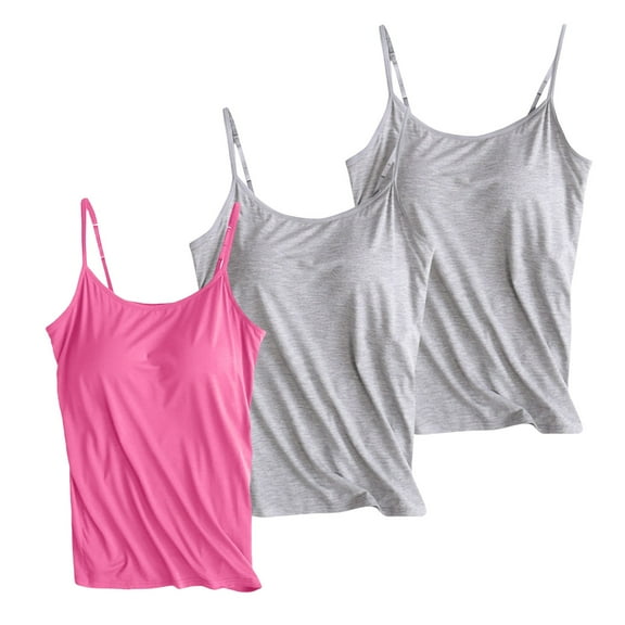 MESSUEN Camisole Tops for Women Tanks with Built in Bra Scoop Neck Camisole Tank without Ring Cup Outer Wear Underwear Yoga T Shirt Womens Tops Dressy Casual Basic Top for Women Beige L