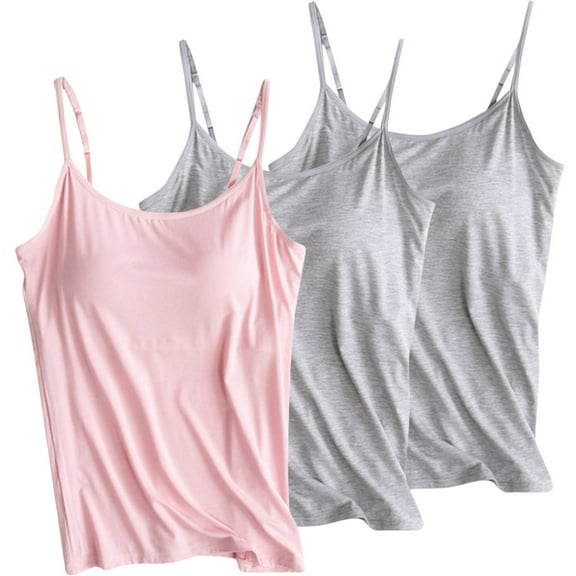 MESSUEN Camisole Tops for Women Tanks with Built in Bra Scoop Neck Camisole Tank without Ring Cup Outer Wear Underwear Yoga Women's Blouses Dressy Casual Basic Tops for Women Orange 3XL