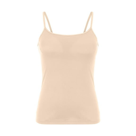 MESSUEN Camisole Tops for Women Tanktops with Built in Bras Scoop Neck Camisole Top Tee Fit Turtleneck Blouse Shirt Solid Blouse Features: Women Casual Tops Womens Top Beige 3XL
