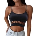 thumbnail image 1 of MESSUEN Camisole Tops for Women Womens Tank Tops Cropped Crew Neck Camisole Fishnet Bra Back Hollow Wrapped Chest Small Vest Sling Womens Blouses Womens Basic Tank Tops Black One Size, 1 of 4