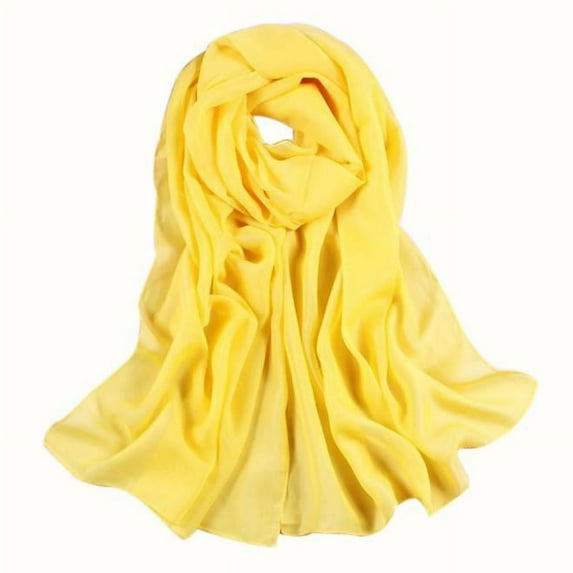 MESSUEN Chiffon Scarf Gauze Scarf Silk Scarf for Women Silk Scarf Long Silk Scarf Women Womens Silk Scarf Silk Scarves for Women Fashion Yellow One Size