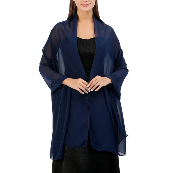 MESSUEN Chiffon Shawl Shawls and Wraps for Evening Dresses Wedding Shawl Womens Poncho Sweater Womens Scarf Womens Ponchos Women Shawls Navy One Size