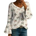 thumbnail image 1 of MESSUEN Christmas Shirts for Women Bell Sleeve Tops for Women Long Sleeve Undershirt for Women Shirts Womens Fall Shirts Womens Fall Sweatshirts Women's Shirts Yellow 2 M, 1 of 8