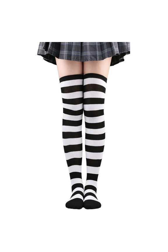 Compression Socks Thigh High Striped Socks Warm Knee High Socks Women’s Socks Women Socks for Men Mens Long Socks Black One Size