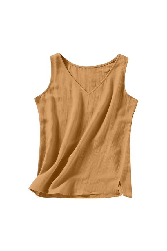 Cotton Linen Shirts Comfort Pullover Tops Summer Business Going Out Tops Casual Spring Trendy Dress Shirts Business Casual Tops for Women Dressy Casual Soft Khaki S